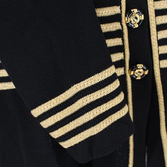 ST. JOHN Collection Black Santana Knit Button Cardigan Jacket Coat size 10 L - Picture 4 of 6